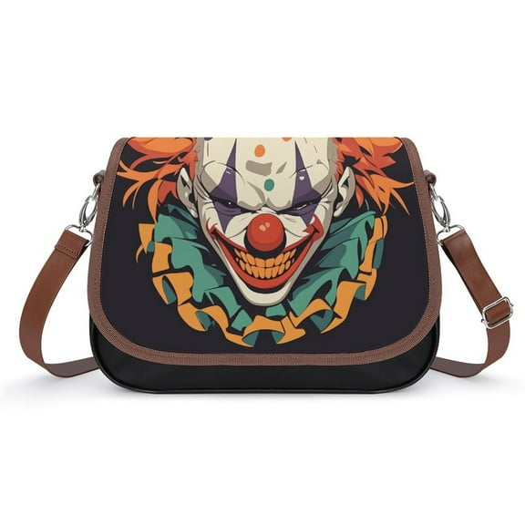 Psychedelic Clown Joker Vintage Crossbody Bag for Women Medium Leather Hobo Bags Shoulder Bag Classic City Leather Satchels