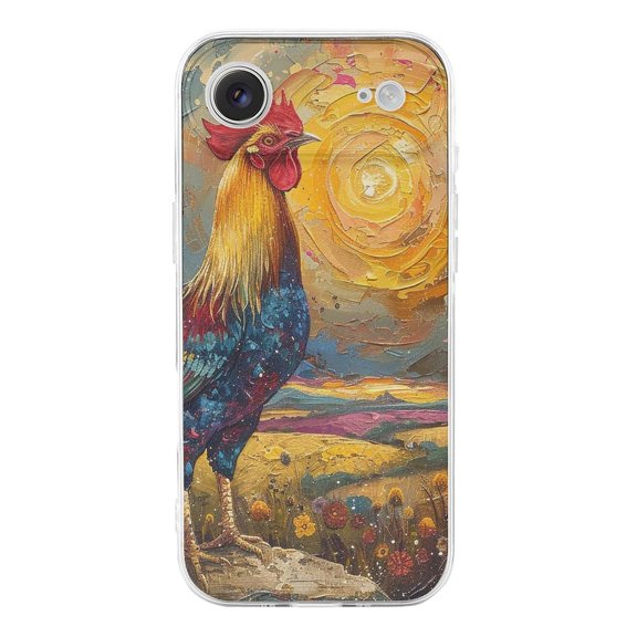Psychedelic Country Rooster Chicken Transparent TPU Case for iPhone 17 Air Slim Shockproof Protective Phone Cover