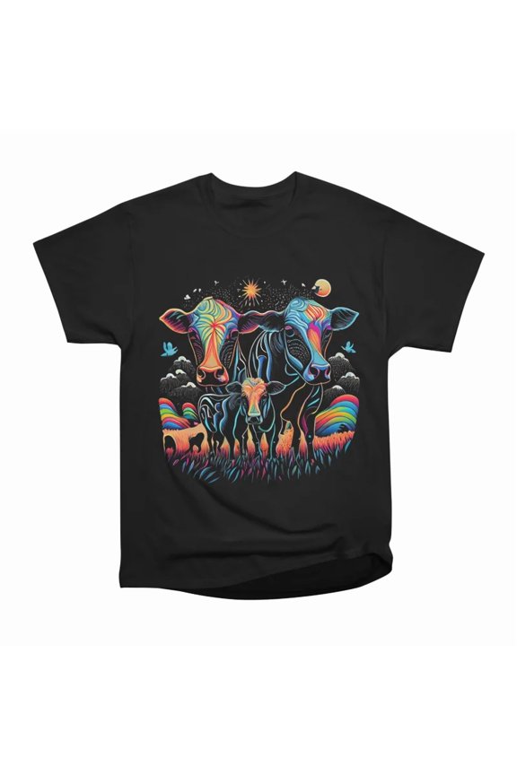Psychedelic Cows T-Shirt Tee Gift For Him Merch For Her Apparel For Friend