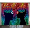 thumbnail image 1 of Ambesonne Romance Curtains 2 Panel Set, Floral Eyes and Stripe, 108" x 90", Multicolor, 1 of 3