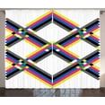 thumbnail image 1 of Ambesonne Psychedelic Curtains 2 Panel Set, Zigzag Colorful, 108" x 108", Multicolor, 1 of 2