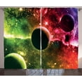 thumbnail image 1 of Ambesonne Space Curtains 2 Panel Set, Cosmos Galaxy Nebula, 108" x 90", Magenta Green, 1 of 3