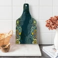 thumbnail image 1 of Psychedelic Cutting Board, Floral Bizarre Design Vintage Ornaments Leaves Paisley Pop Art Mandala Print, Tempered Glass Cutting and Serving Board, Wine Bottle Shape, Blue Yellow, by Ambesonne, 1 of 1