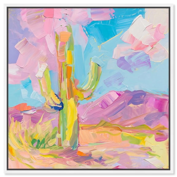 Psychedelic Desert Canvas Cowgirl Art by Art Remedy, White Frame, 12" x 12"