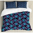 thumbnail image 1 of Psychedelic Duvet Cover Set, Bicolour Rose Bouquets Blossoming Wonderland Style on Dark, Decorative 3 Piece Bedding Set with 2 Pillow Shams, King Size, Charcoal Grey and Multicolor, by Ambesonne, 1 of 3