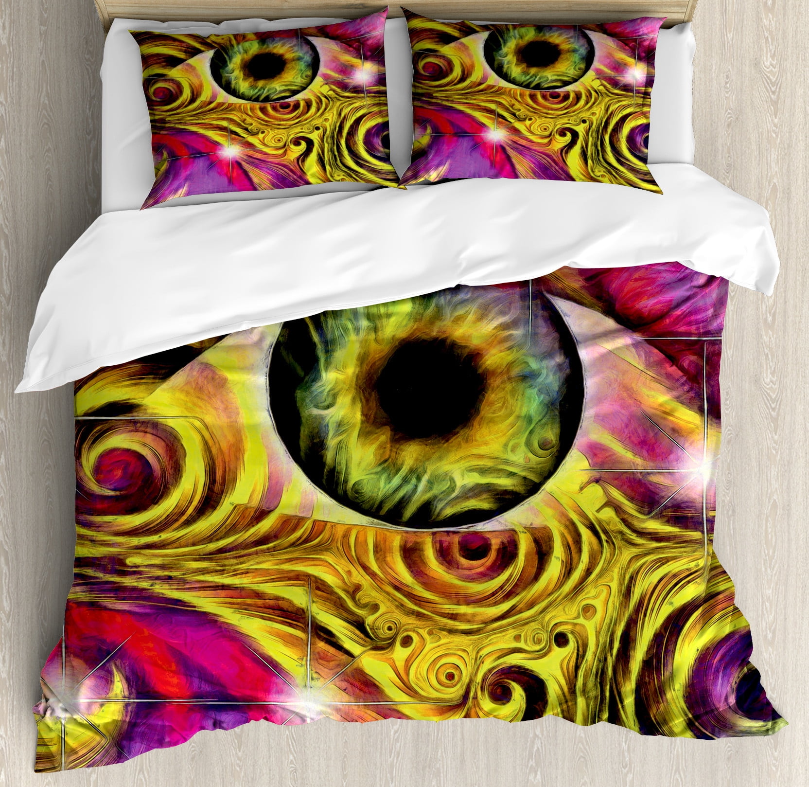 Hippie Psychedelic Van Peace Sign Pattern Print Duvet Cover Bedding Set