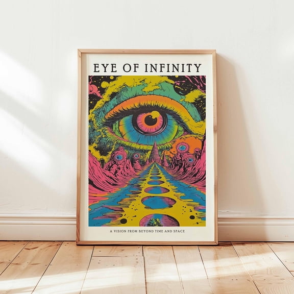Psychedelic Eye Wall Art Print Trippy Retro SciFi Poster Design Surreal Visionary Artwork