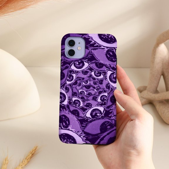 Psychedelic Eyes Horror Pattern Tough Phone Case, Dual-Layer Protective Cover for iPhone