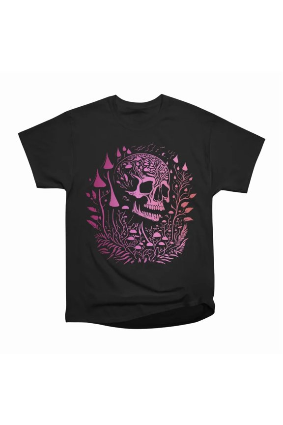 Psychedelic Fern Skull T-Shirt Tee Gift For Him Merch For Her Apparel For Friend 3