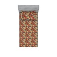 thumbnail image 1 of Psychedelic Fitted Sheet & Pillow Sham Set, Geometric Blossom Pattern With Squares and Rounds Pop Art Style Print, Decorative Printed 2 Piece Bedding Decor, Twinxl, Dark Pink Marigold, by Ambesonne, 1 of 1