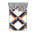 thumbnail image 1 of Psychedelic Fitted Sheet & Pillow Sham Set, Geometric Composition with Colorful Zigzag Chevron Lines Squares Digital Grid, Decorative 6 Piece Bedding Decor Set, Calking, Multicolor, by Ambesonne, 1 of 3