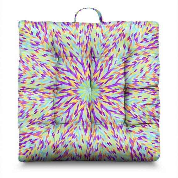 Psychedelic Floor Pillow&nbsp;– 22x22 Inch Square Meditation Cushion, Trippy Mandala Pattern, Lightweight for Lounge & Tatami