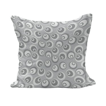Psychedelic Fluffy Throw Pillow Cushion Cover, Circles Like Nested Eyeballs Abstract Pattern Modern Ornamental Print, Decorative Square Accent Pillow Case, 28" x 28", White Grey, by Ambesonne
