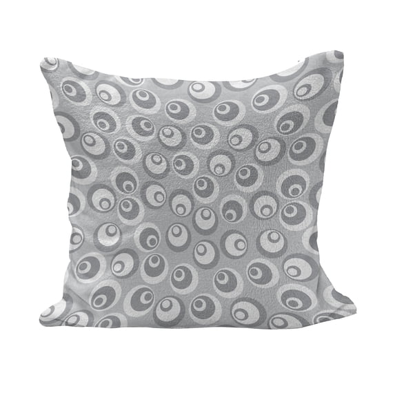 Psychedelic Fluffy Throw Pillow Cushion Cover, Circles Like Nested Eyeballs Abstract Pattern Modern Ornamental Print, Decorative Square Accent Pillow Case, 28" x 28", White Grey, by Ambesonne