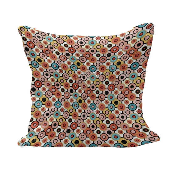 Psychedelic Fluffy Throw Pillow Cushion Cover, Vintage Style Colorful Nested Circles Psychedelic Bubbles Pattern Art, Rectangle Accent Pillow Case, 36" x 16", Orange Yellow, by Ambesonne