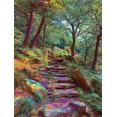 thumbnail image 1 of Psychedelic Forest Path Canvas Painting，Vibrant Nature Wall Decor for Living Room Bedroom Hallway, 1 of 8