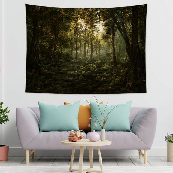 Psychedelic Forest art tapestry modern minimalist plant Pattern Wall Hanging Tapestry Bedroom Living Room Dorm Decor Halloween decoration