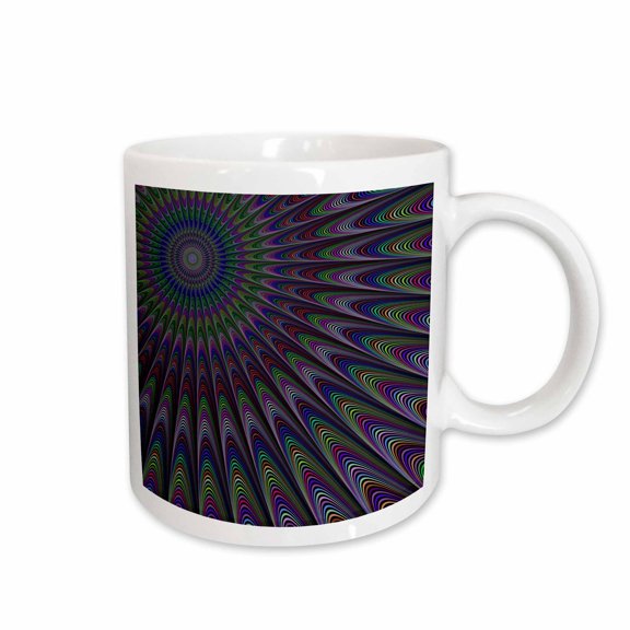 3drose, Psychedelic Fractal Sun - Colorful Abstract Graphic Design, 15oz Mug