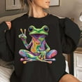 thumbnail image 1 of Psychedelic Frog Sweatshirt: Vibrant Tie-Dye Peace Sign Sweatshirt Sweatshirt All Size S-5XL, 1 of 5