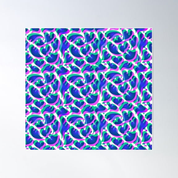 Psychedelic Funky Heart Love Pattern Poster Wall Art, Modern Wall Decor For Living Room Bedroom, 8x12 UNFRAMED