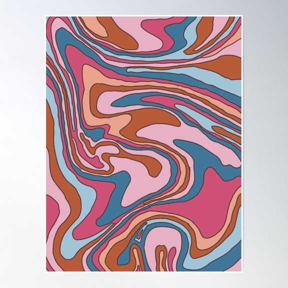 Psychedelic Funky Marble Print Poster Wall Art, Modern Wall Decor, 24x36 UNFRAMED