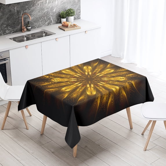 Psychedelic Geometric Mandala Pattern Tablecloth Waterproof Rectangular Wedding Restaurant Decor Kitchen Table