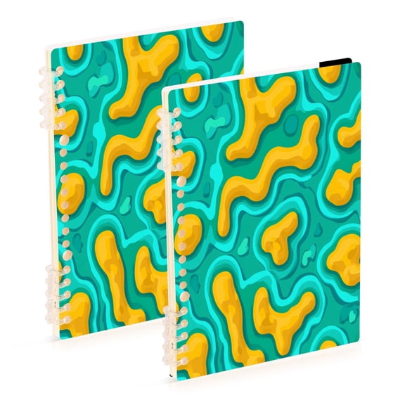 Psychedelic Green Swirls 2-Piece A5 PP Notebooks, Adjustable Rings, 80g Paper, Diary Set