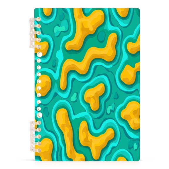 Psychedelic Green Swirls A5 8.3x5.7in PP Notebook, Adjustable Rings, 60 Sheets, Diary or Journey Note