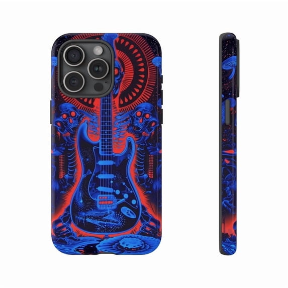Psychedelic Guitar Colorful Music Vibe Phone Case for iPhone 11 12 13 14 15 16 17 Pro Max