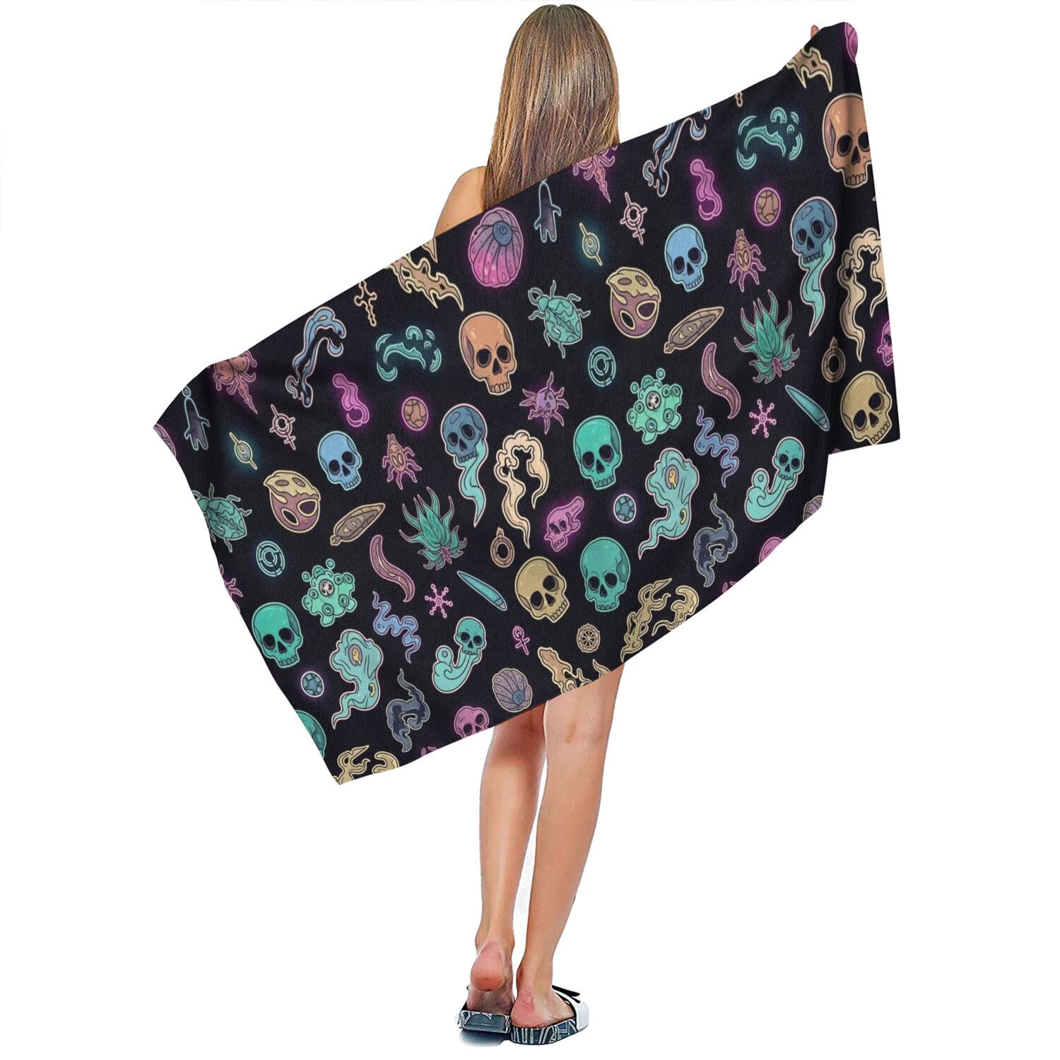 Psychedelic Halloween Pattern Microfiber Bath Towel, Beach Bath Sheet ...