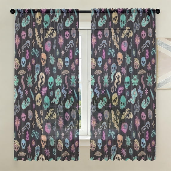 Simpl Pattern Food Psychedelic Halloween Pattern Sheer Curtains, Sheer Window Panels with ...