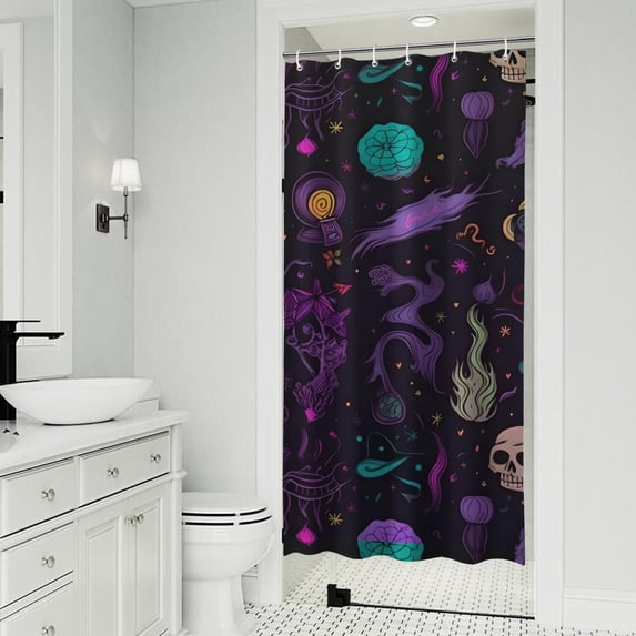 Psychedelic Halloween Pattern Shower Curtain 36"x72" ,Bathroom Decorative Shower Curtains Set with 12 Hooks,Modern Waterproof Washable Shower Curtain