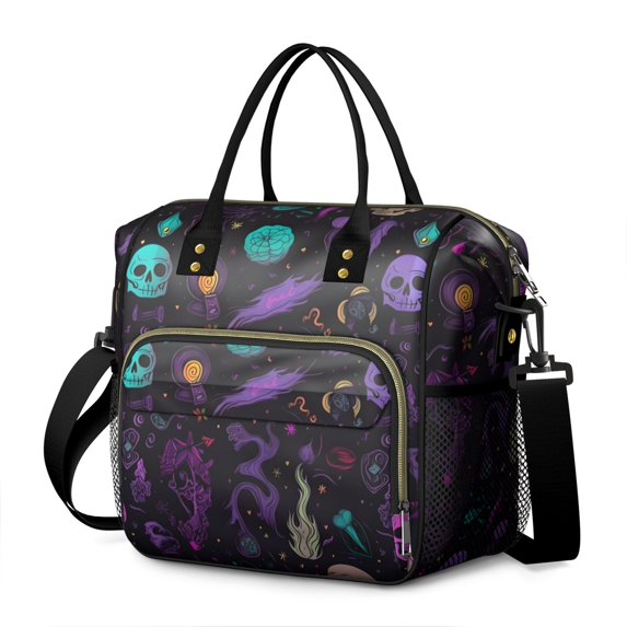 Psychedelic Halloween Pattern Womens Lunch Box for Work,Insulated Large Lunch Bag for Tween and Teen,Loncheras Para Mujer,Leakproof Adult Lunch Bag for Work,Beach,Travel,Picnic,Camping