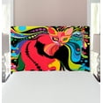 thumbnail image 1 of Psychedelic Headboard, Futuristic Kitty Visual Print Fluid Swirling Color Burst Motifs Kitty Graphic, Upholstered Decorative Metal Bed Headboard with Memory Foam, Twin Size, Multicolor, by Ambesonne, 1 of 4