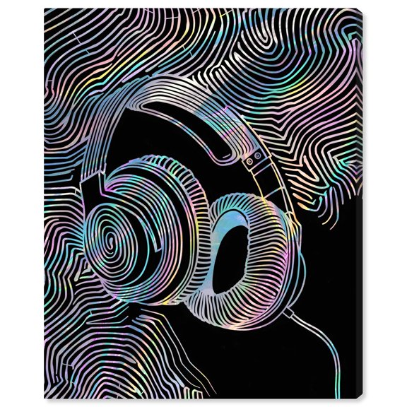 Psychedelic Headphones Canvas Modern Urban Prints by Art Remedy, Gallery Wrapped, 24" x 30"