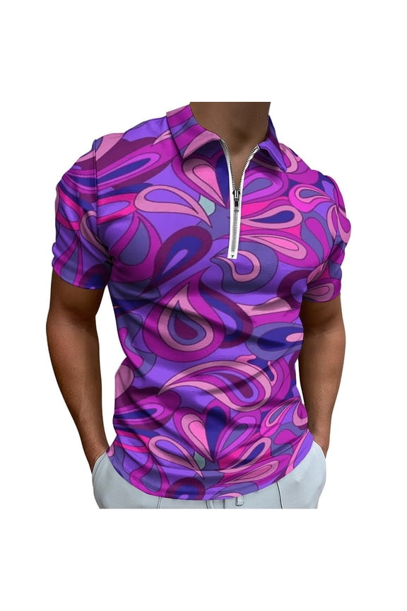 Psychedelic Hippie Purple Tears Men Zipper T-shirt Summer Casual Short Sleeve T-shirt Top