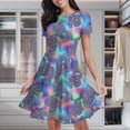 thumbnail image 1 of Psychedelic Holographic Pattern Women's Classic Swing Skater Dress Casual Work Party Cocktail Dresses, 1 of 6