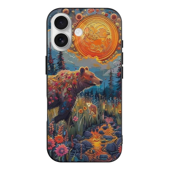 Psychedelic Hunting Bear Black TPU Case for iPhone 17 Slim Shockproof Protective Phone Cover