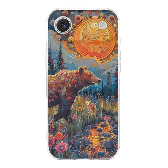 Psychedelic Hunting Bear Transparent TPU Case for iPhone 17 Air Slim Shockproof Protective Phone Cover