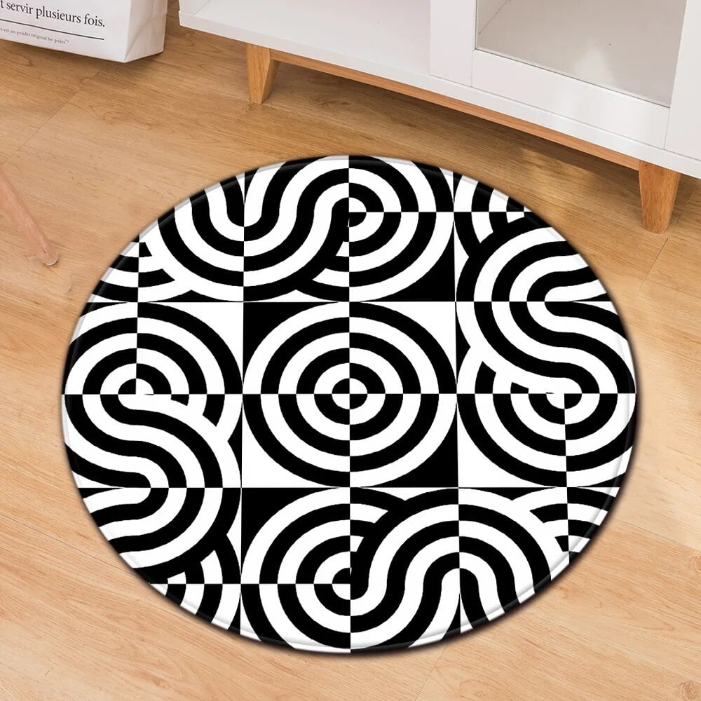 Psychedelic Illusion Round Carpet Geometric Rugs for Living Room Door