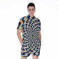 thumbnail image 1 of Psychedelic Illusory Motion Short Sleeve Men'S Rompers, Psychedelic Casual Summer Jumpsuits Outfit, 1 of 4