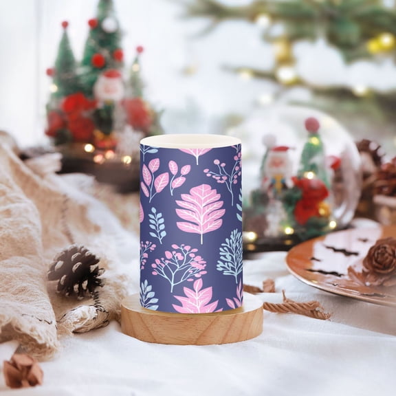 Psychedelic Leaves Pattern Set of 2 Flameless LED Candles Remote and Timer Indoor Outdoor