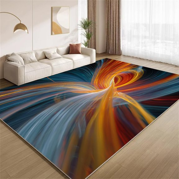 Psychedelic Line Area Rugs, Colorful Abstract Carpet, Washable Non Slip Low Pile Soft Rug for Entryway Bedroom Decor Mat 3ftx5ft