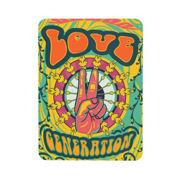 Psychedelic Love Generation Hippie Rectangular Refrigerator Magnet, Soft Magnetic Fridge Magnet for Home, Office, Locker Decor