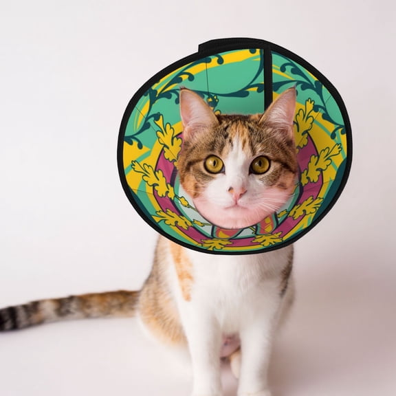 Psychedelic Love Generation Hippie Soft Pet Recovery Collar for Cats Small Dogs, Protective Elizabeth Collar for Post-Surgery, Anti-Lick & Anti-Scratch