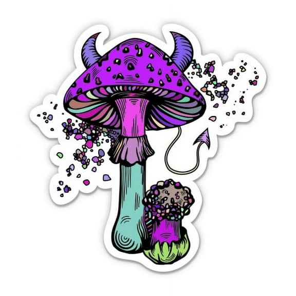 Psychedelic Magic Mushrooms - 12" Vinyl Sticker Waterproof Decal
