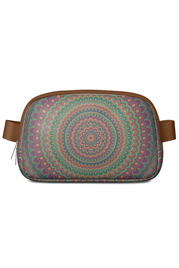 Psychedelic Mandala Fanny Pack - Waterproof adjustable waist bag with trippy geometric patterns, colorful spiritual design for meditation & festivals