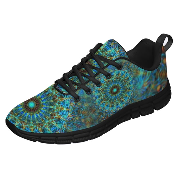 Psychedelic Mandala Shoes for Men Women Running Sneakers Breathable Casual Sport Tennis Shoes Black Size 9