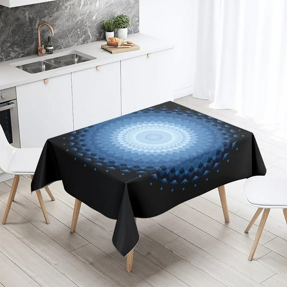 Psychedelic Mandala Tablecloth Waterproof Rectangular Wedding Party Restaurant Decor Kitchen Table