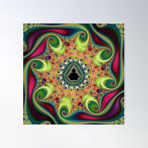 Psychedelic Mandelbrot Set Fractal Poster Wall Art UNFRAMED PAPER POSTER, Home Decor